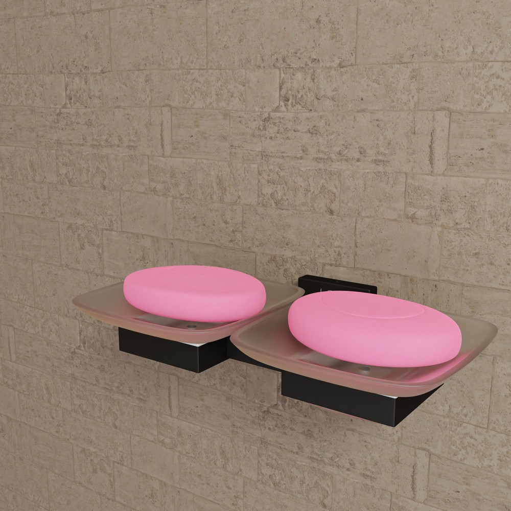 LI-204 GLASS DOUBLE SOAPDISH